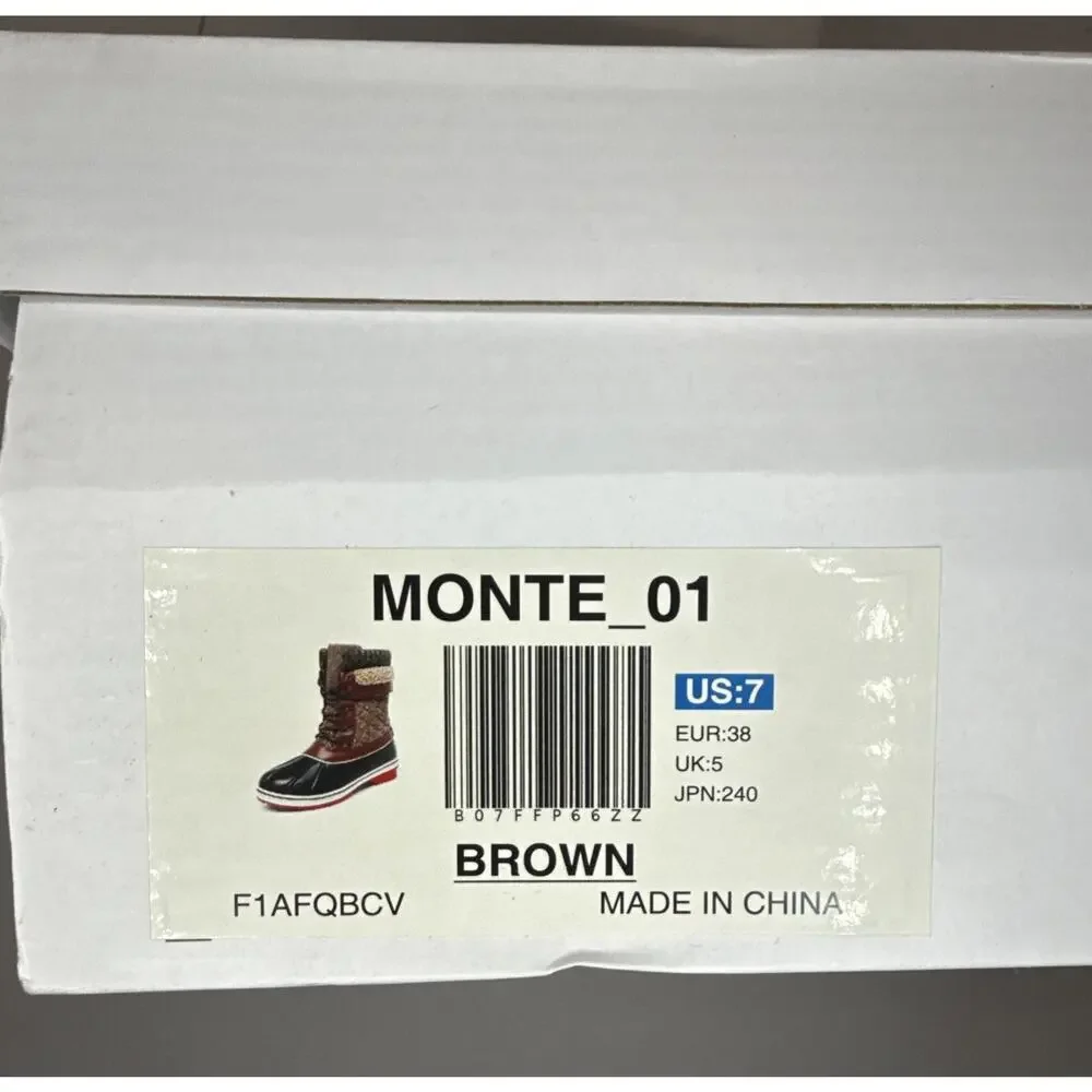 Dream Pairs MONTE-01 Women Mid Calf Snow Boots Waterproof Duck Winter Size 7